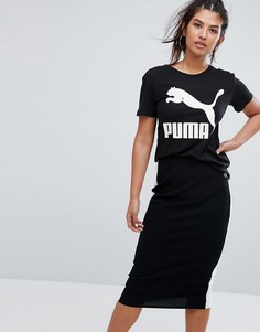 Черная футболка бойфренда с логотипом Puma Archive - Черный