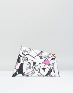 Сумка-клатч с принтом в стиле граффити ASOS - Белый