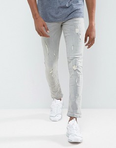 Светло-серые зауженные джинсы с рваной отделкой Blend Cirrus - Серый