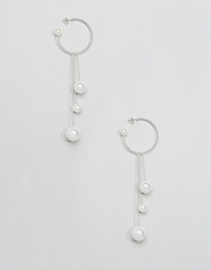 Серьги-кольца с искусственным жемчугом Monki - Серебряный