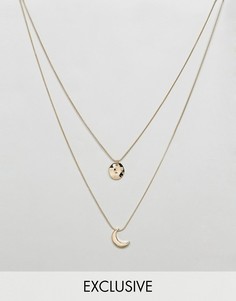 Двухрядное ожерелье с полумесяцем и луной Monki - Золотой