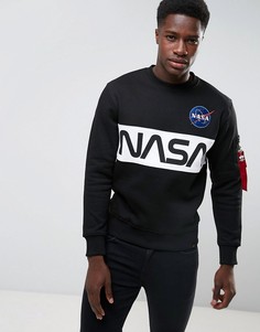 Черный свитшот с круглым вырезом Alpha Industries Nasa - Черный