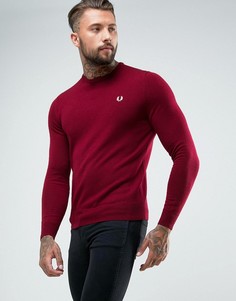 Красный джемпер из мериносовой шерсти с круглым вырезом Fred Perry - Красный
