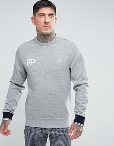 Серый свитшот с круглым вырезом и логотипом Fred Perry - Серый