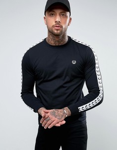 Черный лонгслив узкого кроя с отделкой лентой Fred Perry Sports Authentic - Черный