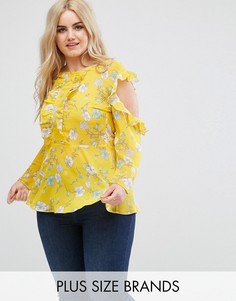 Топ с вырезами на плечах и цветочным принтом Boohoo Plus Cold - Мульти