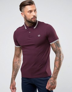 Бордовое поло узкого кроя с отделкой Fred Perry - Красный