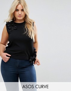 Комбинируемый топ из понте с рюшами ASOS CURVE - Черный