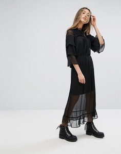 Длинное платье с кружевной отделкой Gestuz - Черный