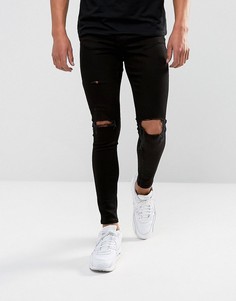 Черные супероблегающие джинсы с рваной отделкой Gym King - Черный