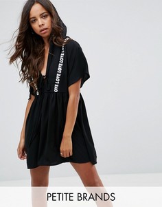 Свободное платье с капюшоном и принтом Love Missguided Petite - Черный