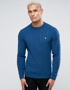 Синий джемпер вязки косами с круглым вырезом Jack Wills Marlow - Синий