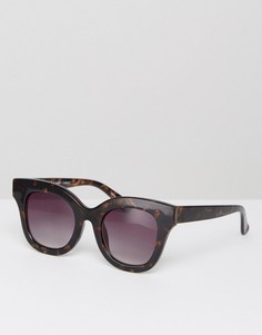 Солнцезащитные очки в квадратной черепаховой оправе Pieces - Черный