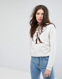 Свитшот с логотипом Calvin Klein Jeans - Кремовый