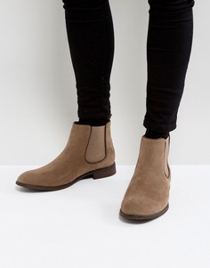 Светло-коричневые ботинки челси из искусственной замши New Look - Светло-серый