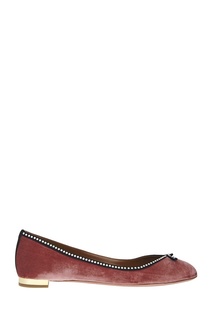 Бархатные балетки Lou Lou Flat Aquazzura