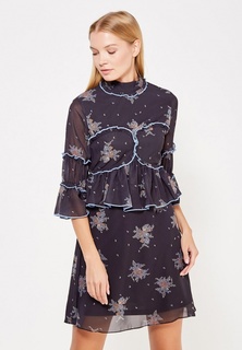Платье LOST INK PRINTED FRILL BUST HIGH NECK DRESS