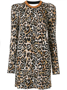 леопардовое платье мини с длинными рукавами Nude