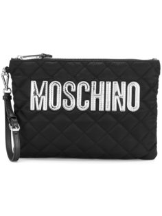 quilted logo clutch bag Moschino