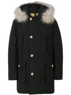пальто с капюшоном и меховой оторочкой Woolrich