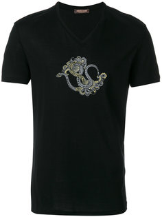 футболка с принтом змеи Roberto Cavalli