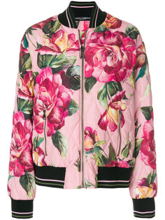 куртка-бомбер с принтом роз  Dolce & Gabbana