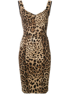 облегающее платье с леопардовым принтом  Dolce & Gabbana