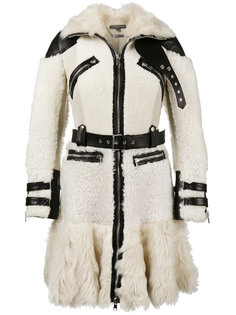 байкерское пальто с кожаной оторочкой Alexander McQueen