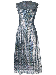 удлиненное платье с металлизированным кружевом Christopher Kane