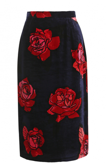 Бархатная юбка-миди с цветочным принтом Markus Lupfer