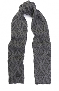 Шерстяной шарф фактурной вязки с логотипом бренда Moncler