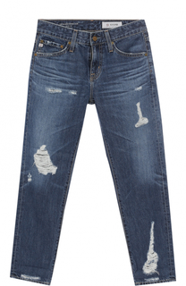 Укороченные джинсы с потертостями Ag