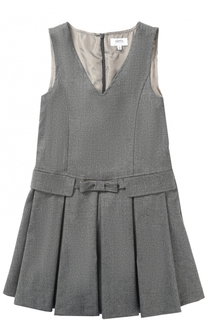 Мини-платье из смеси шерсти и полиэстера с защипами и бантом Aletta