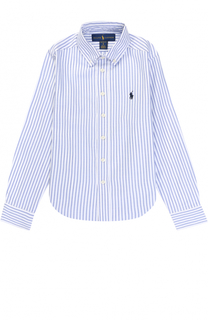 Хлопковая рубашка в полоску с воротником button down Polo Ralph Lauren