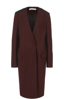 Шерстяное пальто прямого кроя с V-образным вырезом Victoria by Victoria Beckham