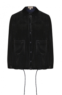 Бархатная блуза с укороченным рукавом и накладными карманами Armani Collezioni