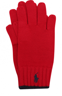 Шерстяные перчатки с логотипом бренда Polo Ralph Lauren