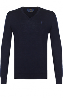 Шерстяной вязаный пуловер с логотипом бренда Polo Ralph Lauren