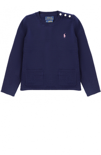 Шерстяной пуловер с карманами и декоративными пуговицами Polo Ralph Lauren