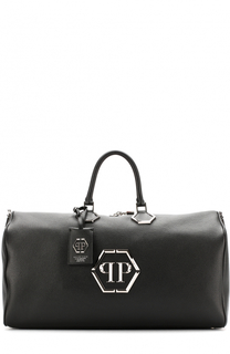 Кожаная спортивная сумка с логотипом бренда Philipp Plein