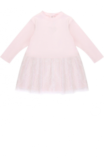 Хлопковое платье с кружевной отделкой и бантом Aletta