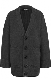 Шерстяной кардиган свободного кроя с V_образным вырезом Dsquared2
