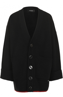 Шерстяной кардиган свободного кроя с V_образным вырезом Dsquared2