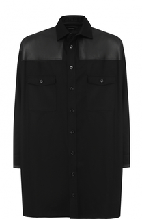 Шерстяная рубашка с отделкой кожей Alexander McQueen