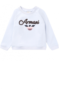 Хлопковый свитшот с декором Armani Junior