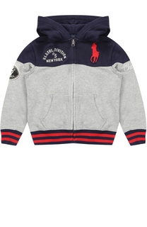 Спортивный кардиган из хлопка с аппликациями и контрастной отделкой Polo Ralph Lauren