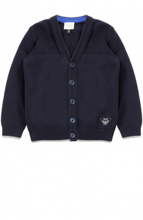 Хлопковый кардиган с отделкой из шерсти Armani Junior