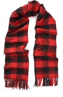 Вязаный шарф из смеси шерсти и кашемира в клетку с бахромой Saint Laurent