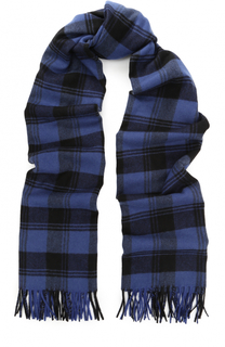 Вязаный шарф из смеси шерсти и кашемира в клетку с бахромой Saint Laurent