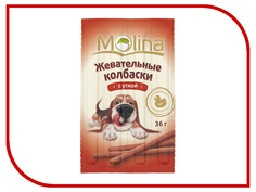 Лакомство Molina Жевательные колбаски с уткой 36g для собак 1341